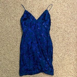 Blue sequin mini dress